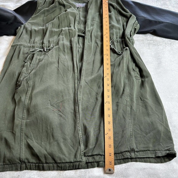 Torrid Jacket Womens 2XL Olive Green Black Twill Faux Leather Anorak Drape Coat - Picture 11 of 11